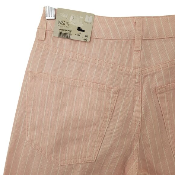 Topshop Moto Pink Pinstripe Cropped Jeans Womens W28 L30 NWT - Picture 8 of 11